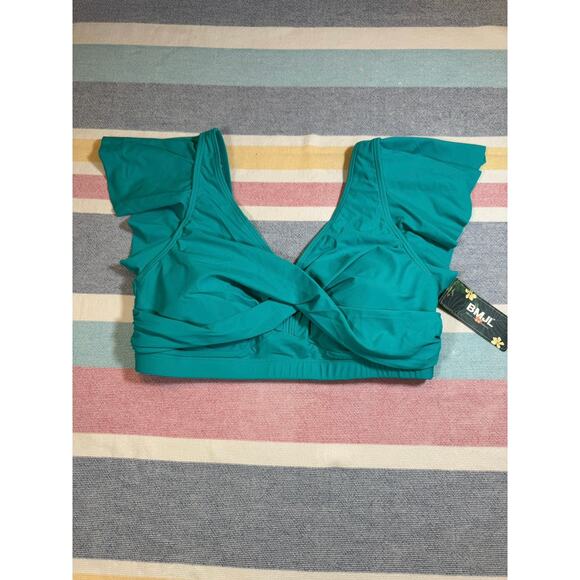 Flirty & Fresh! New With Tags Teal Twist-Front Bikini Top – Size L - Picture 1 of 5